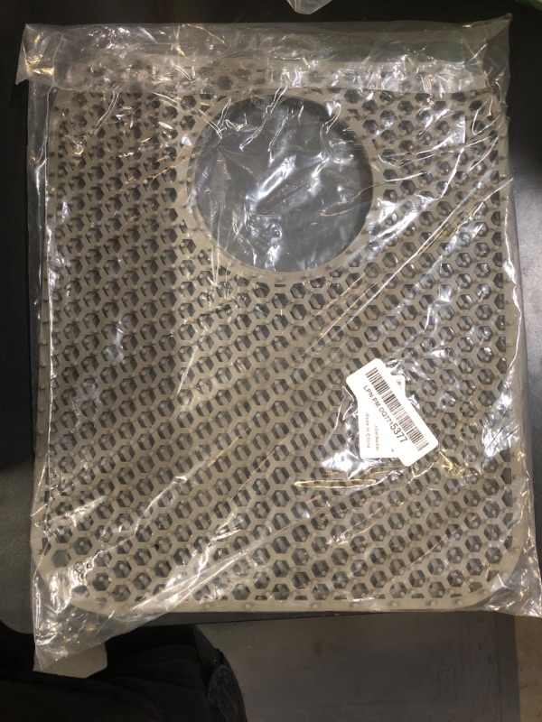 Photo 1 of LONGFITE Sink Protector Mats 2 Pcs Silicone Kitchen Sink Mat Draining Heat Proof Mat with Rear Center Drain (Rear Drain)