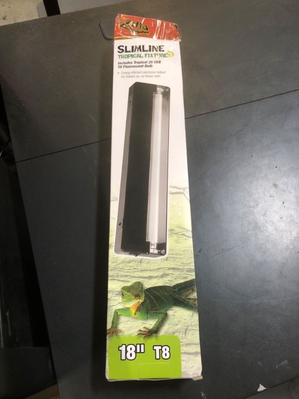 Photo 1 of Zilla Reptile T8 Slimline Tropical Pet Habitat Light Fixture with 15 Watt Fluorescent Bulb, 18 Inches