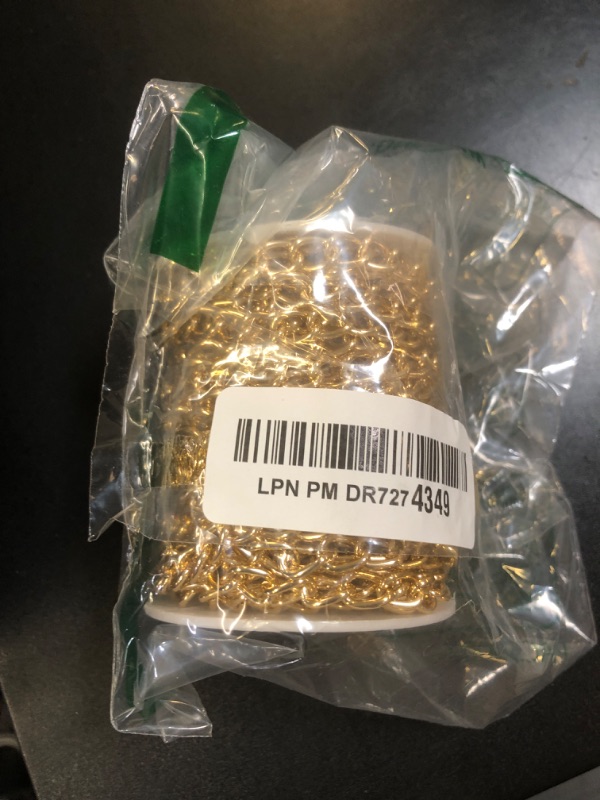 Photo 1 of [33FT/10M] Large Aluminum Curb Cuban Chains, Gold Plated 7mm Width Twisted Cable Link Chain with Spool for Jewelry Making DIY Crafts