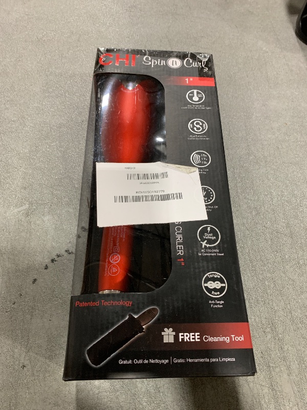 Photo 1 of CHI Spin N Curl, Curling Iron For Healthy & Shiny Effortless Curls & Waves, Provides Preset Temperature Settings For Each Hair Texture, Ruby Red