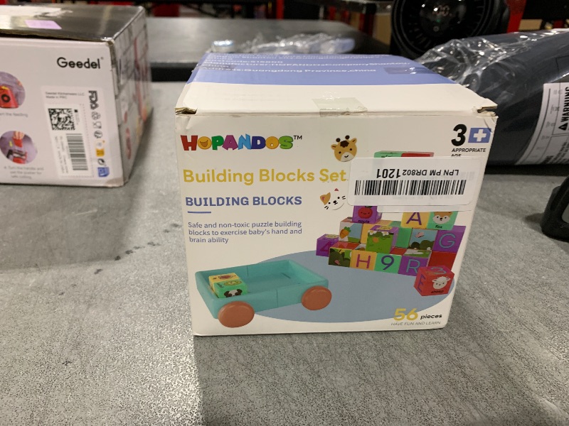 Photo 1 of Building Blocks, Alphabet & Number 56pcs Acrylic Blocks for Toddlers with 2m Rope Pull Car & 13 ABC Phonic s Flsh Cards, Consistent A-Z Learning (A=Apple), Baby Kids Birthday STEM Toys 3 4 5 6