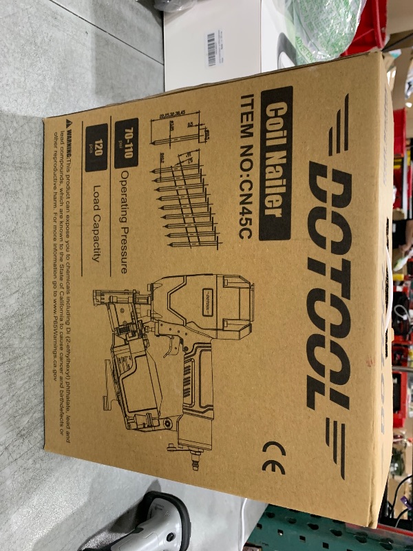 Photo 1 of DOTOOL Roofing Nailer CN45C 15 Degree 3/4-Inch to 1-3/4-Inch Roofing Nail Gun Pneumatic Coil Nailer 120 pcs Load Capacity