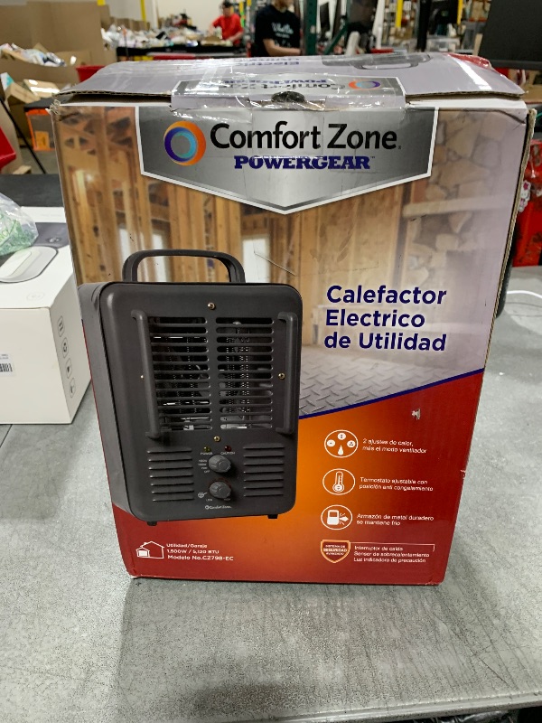 Photo 1 of Comfort Zone Electric Portable Milkhouse Style Utility Space Heater with Adjustable Thermostat, Overheat Protection, and Safety Tip-Over Switch, Ideal for Garage or Greenhouse, 1,500W, CZ798
