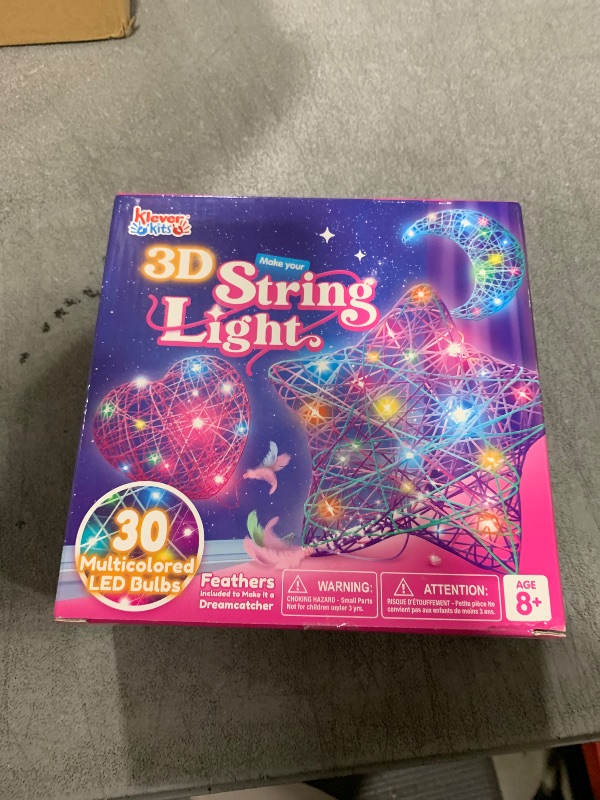 Photo 1 of Klever Kits 3D String Art Kit for Kids, Light Up String Light Toy with 30 Multi-Colored LED Bulbs, Arts and Crafts Set, Birthday Gifts for Girls and Boys Ages 8+
