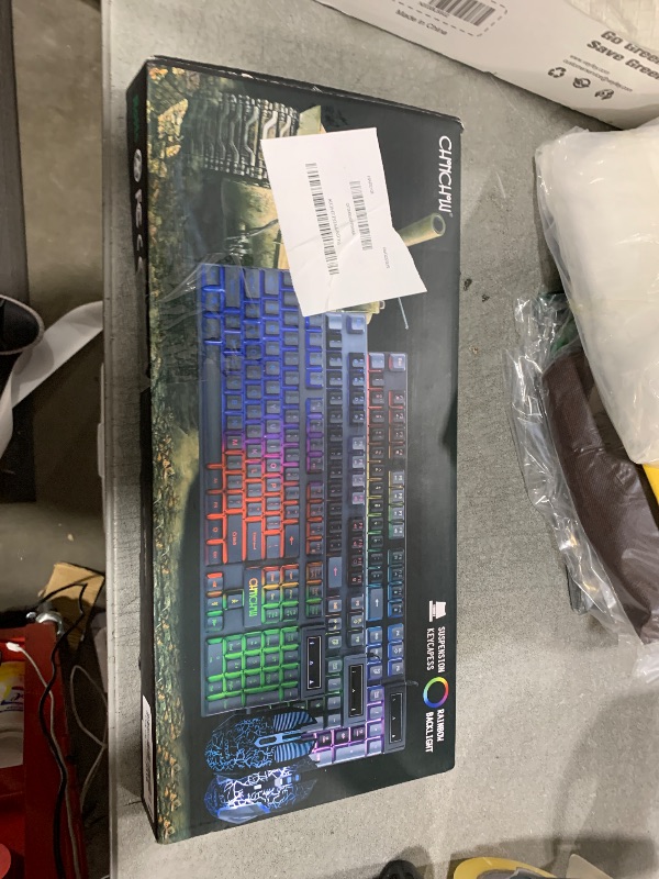 Photo 1 of Keyboard and Mouse Gaming LED Wired Combo with Emitting Character Keyboard 4800DPI 2 Side Button USB Mouse Rainbow Backlit Mechanical Feeling Compatible with PC Raspberry Pi Mac Xbox one ps4