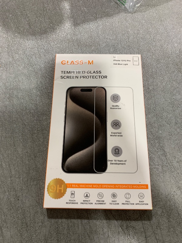Photo 1 of GLASS-M Blue Light Blocking Screen Protector for iPhone 12 /iPhone 12 Pro, Anti-Blue Ray Tempered Glass Film, Blue Ray Filter Eye Protection Screen Cover - 2 Pack