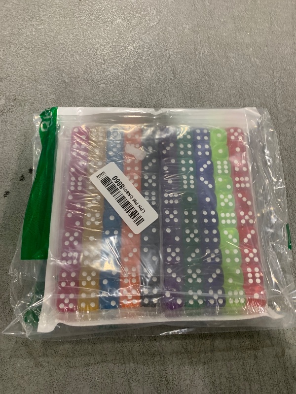Photo 1 of Riaaorr 100 Pieces 16MM Colored Dice Set, Standard Bulk Colors Dices, Classroom Dice, Translucent 6 Sided Games Dice for Board Games, Parties, Classroom Math Games