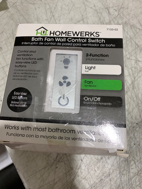 Photo 1 of Homewerks 7150-02 LED 2-Way Panel Bathroom Light Switch for Ventilation Fans