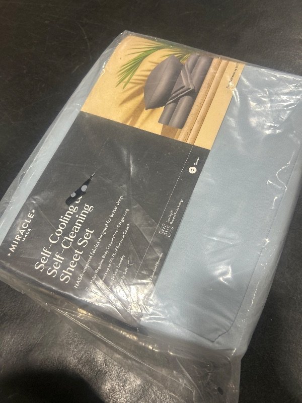 Photo 1 of Miracle Made Luxe Bed Sheets Set – Sky Blue, Queen – 4 Piece Silver Infused Bed Sheets, 300 - Thread Count Thermoregulating Clean & Cool Eucalyptus Fabric Sensitive Skin - Cooling Sheets
