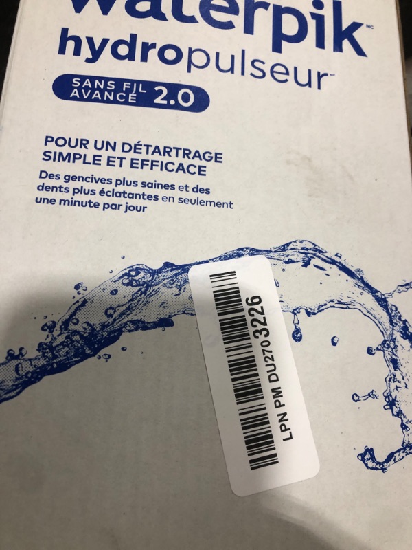 Photo 1 of Waterpik Cordless Advanced 2.0 Water Flosser For Teeth, Gums, Braces, Dental Care With Travel Bag and 4 Tips, ADA Accepted, Rechargeable, Portable, and Waterproof, White WP-580, Packaging May Vary