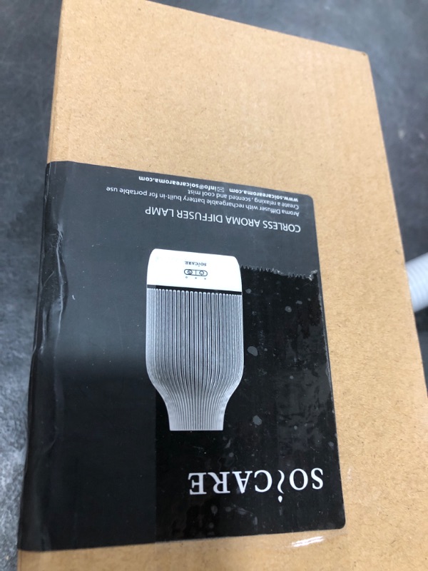 Photo 1 of SOICARE Cordless Rechargeable Diffuser, Battery Operated Mini Portable Wireless Diffuser for Essential Oils, 80ML Small USB Essential Oil Diffuser with Warm Light (White)