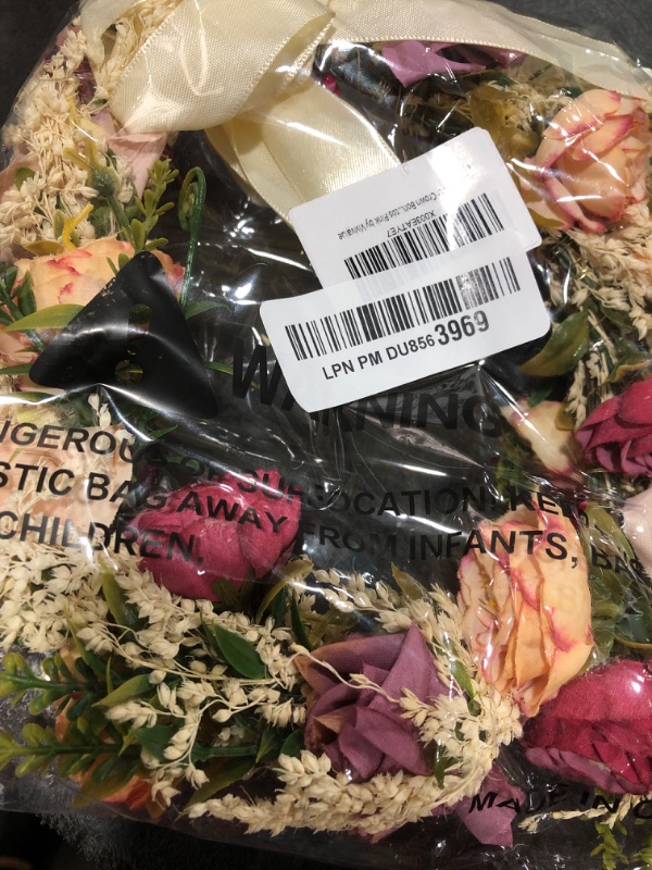 Photo 1 of Vivivalue Rose Flower Crown Boho Flower Headband Hair Wreath Floral Headpiece Halo with Ribbon Wedding Party Festival Photos Pink