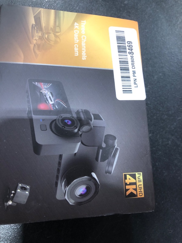 Photo 1 of 3 Channel Dash Cam,4K+1080P Dash Cam Front and Rear Inside, Dash Camera for Cars, Triple Car Camera with 32GB Card,Built-in G-Sensor, 2’’ IPS Display Car Camera,Loop Recording,24Hr Parking
