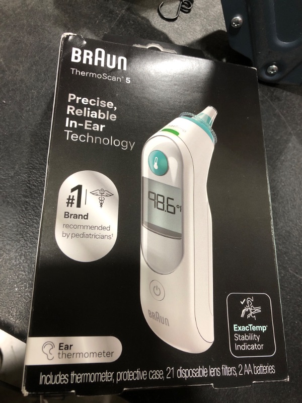 Photo 1 of Braun ThermoScan 5 Ear Thermometer - ExacTemp Stability Indicator for Professional Accuracy, Digital Display, Baby and Infant Friendly, No. 1 Brand Recommended by Pediatricians, FSA and HSA Eligible