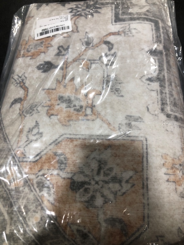 Photo 1 of GENIMO 5FT Round Area Rugs for Living Room, Circle Rugs Machine Washable Low Pile, Chenille Non Slip Vintage Rug for Bedroom, Dining Room, Home Office, Light Taupe Brown