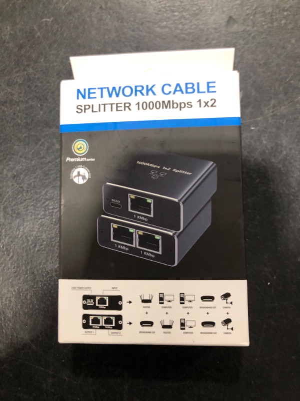 Photo 1 of ARCELI Gigabit Ethernet Splitter 1 to 2 - Network Splitter with USB Power Cable, 1000Mbps High Speed RJ45 Internet Splitt-er Adapter for Cat 5/5e/6/7/8 Cable [2 Devices Networked Simultaneously]