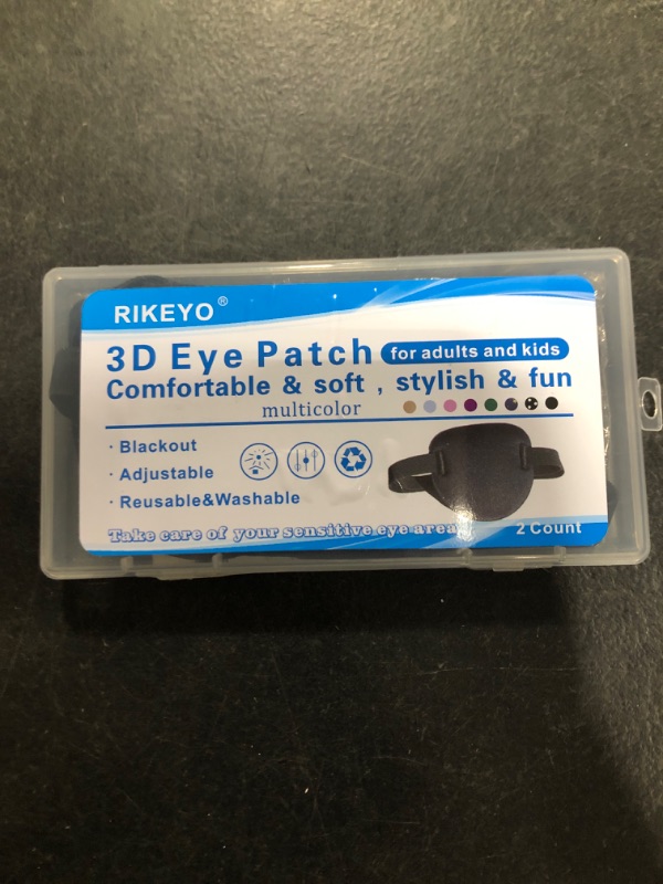 Photo 1 of RIKEYO 2 Pcs Eye Patches,Eye Patch for Adults,3D Adjustable Eyepatch for Right or Left Eye,One Eye Cover for Lazy Eye,Pirate Costume(Black)