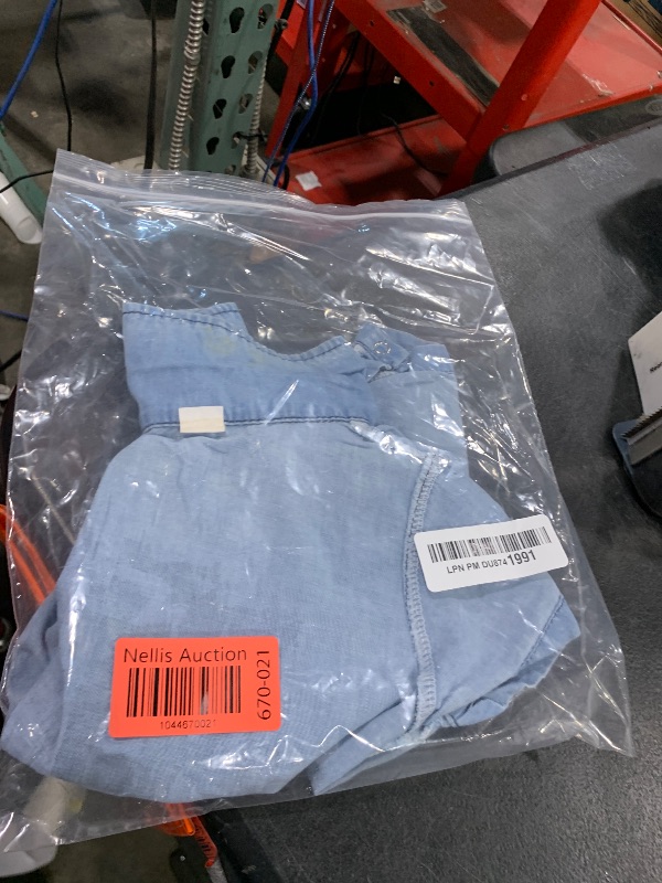Photo 1 of BemeyourBBs Baby Boys Summer Denim Romper Short Sleeve Lapel Button Down Jumpsuit with One Pocket (Denim Blue, 3-6 Months)