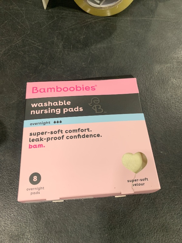 Photo 1 of Bamboobies Overnight Nursing Pads, Ultra-Soft Velour, Reusable and Washable for Nightly Use, Leak-Proof Pads for Breastfeeding, 8 Pads