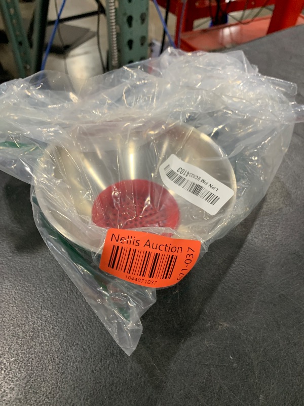 Photo 1 of Norpro Stainless Steel Wide Mouth Funnel with Silicone Strainer