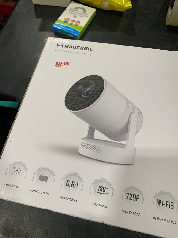 Photo 1 of ?Electric Focus?Magcubic Mini Projector 4K Support, Portable Projector with WiFi 6 and Bluetooth 5.4, Smart Proyector, 5W Soundbase Speaker, 180° Rotation for Home Theater HY300 Ultra