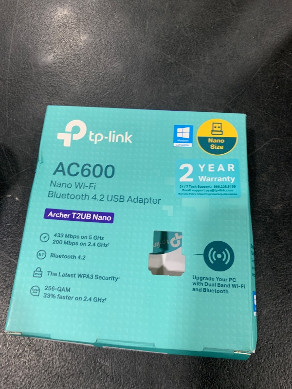 Photo 1 of TP-Link Nano 2-in-1 USB Bluetooth WIFi Adapter AC600(Archer T2UB Nano)- Bluetooth 4.2 with 2.4G/5G Dual Band Wireless Network Adapter for Desktop PC, WPA3, Supports Windows 11,10, 8.1,8, 7