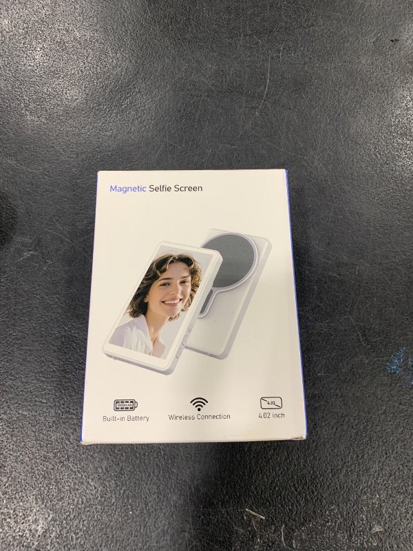 Photo 1 of 4.02” Vlog Selfie Monitor Screen with Rear Camera Display - Magnetic Phone Mount, Low-Latency HD Mirroring & Wireless Remote, Compatible with iPhone/Android for Social Media Live Streaming (white)