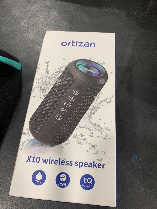 Photo 1 of Ortizan Portable Bluetooth Speaker: IPX7 Waterproof, 24W Loud Sound, Deep Bass, Bluetooth 5.3, LED Lights, Wireless Stereo Pairing, 30H Playtime, for Home/Outdoor/Party/Beach, Birthday Gift (Black)