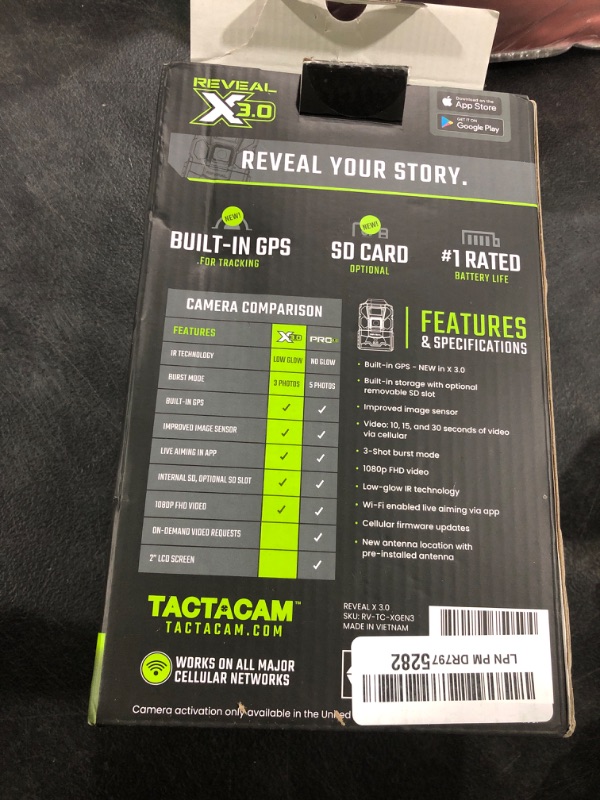 Photo 1 of TACTACAM Reveal X Gen 3.0 LTE Cellular Trail Camera AT&T and Verizon,1080p FHD Video, Low Glow IR LED Flash, No SD Card Required (RV-TC-XGEN3) for Hunting, Security, Surveillance
