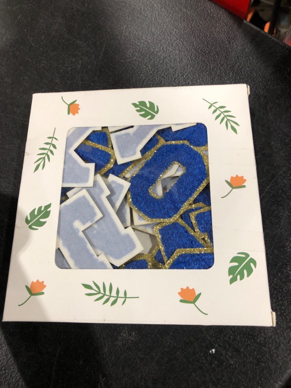 Photo 1 of Morcheiong 26Pcs Self Adhesive Chenille Letter Patches A-Z, Chenille Letters for Clothing, Fabric, Shoes, Bags (Deep Blue)