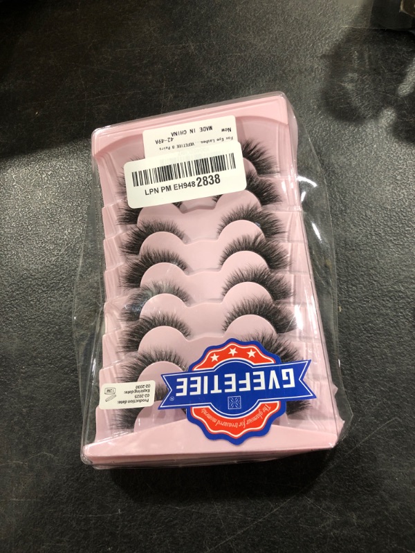 Photo 1 of Fox Eye Lashes Wispy Eyelashes Natural Look Clear Band Lashes Fluffy Faux Mink Lashes Strip Natural False Lashes Pack by GVEFETIEE 8 Pairs