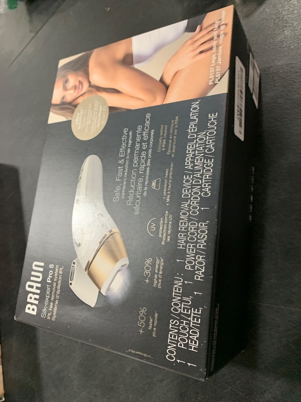 Photo 1 of Braun IPL at Home Laser Hair Removal for Women and Men, Silk Expert Pro 5 PL5137 with Venus Swirl Razor, Permanent Visible Hair Reduction in Hair Regrowth for Body & Face, Corded, PL5137
