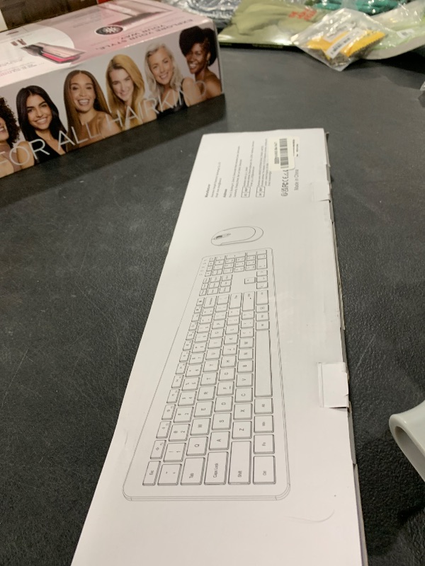 Photo 1 of Wireless Keyboard and Mouse Combo - Full Size Slim Thin Wireless Keyboard Mouse with Numeric Keypad 2.4G Stable Connection Adjustable DPI (White & Silver)