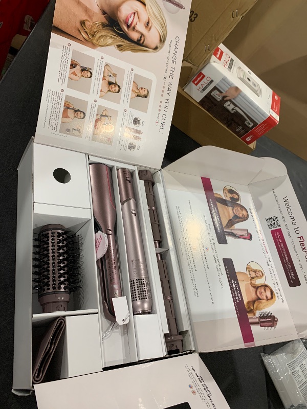 Photo 1 of Shark FlexFusion Hair Straightener & Powerful Hair Dryer with Fusion Hair Brush, Ceramic Air Styler with Auto-Wrap Hair Curlers & Concentrator, Ceramic Plates, Cosmic Blush HD641S