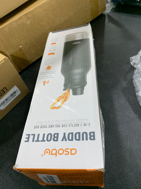 Photo 1 of asobu Dog Barky Bottle a Stainless Steel Insulated Water Bottle for a Human with 2 Removable Dog Bowls for Water, Food, and Treat Storage (Black)