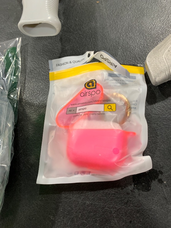 Photo 1 of AIRSPO Airpods 3 Case Cover, Clear Soft TPU Protective Cover Compatible with Apple AirPods 3rd Generation Wireless Charging Case with Keychain (Neon Hot Pink)