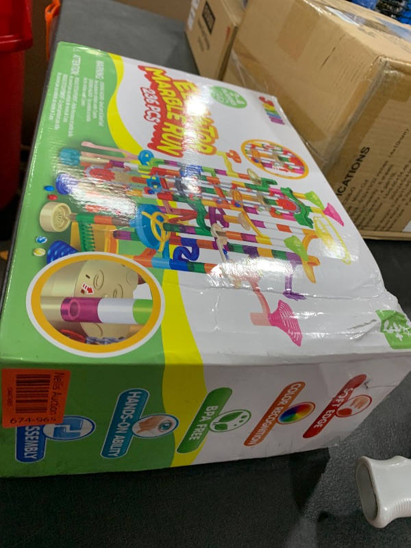 Photo 1 of JOYIN 236Pcs Glowing Marble Run with Motorized Elevator- Construction Building Blocks Toys with 30 Glow in The Dark Plastic Marbles, Easter STEM Gifts for Boys and Girls