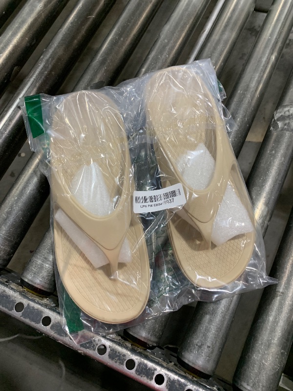 Photo 1 of shevalues Orthopedic Sandals for Women Arch Support Recovery Flip Flops Pillow Soft Summer Beach Shoes, Light Khaki 42 (10.5-11.5 Women/9-10 Men)