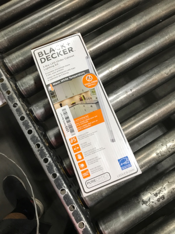 Photo 1 of BLACK+DECKER LED Under Cabinet Lighting Kit, 3-Bars, 9 Inches Each, DIY Tool-Free Installation, Warm White, 2700K, 1080 Lumens, 15 Watts, Home Accent (LEDUC9-3WK)