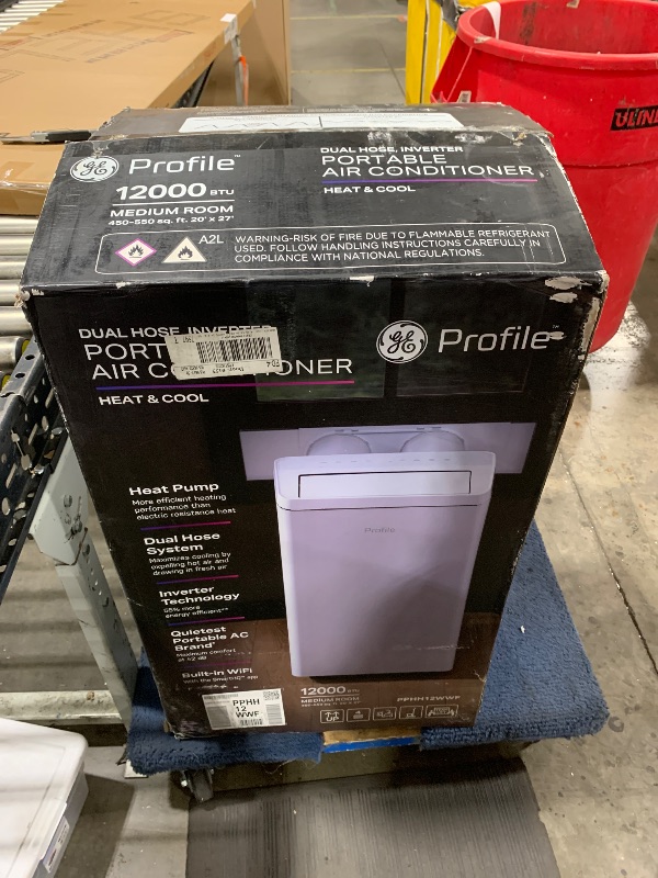 Photo 1 of GE Profile 12,000 BTU Dual-Hose, Inverter Heat/Cool Portable AC for Rooms up to 550 sq ft., White