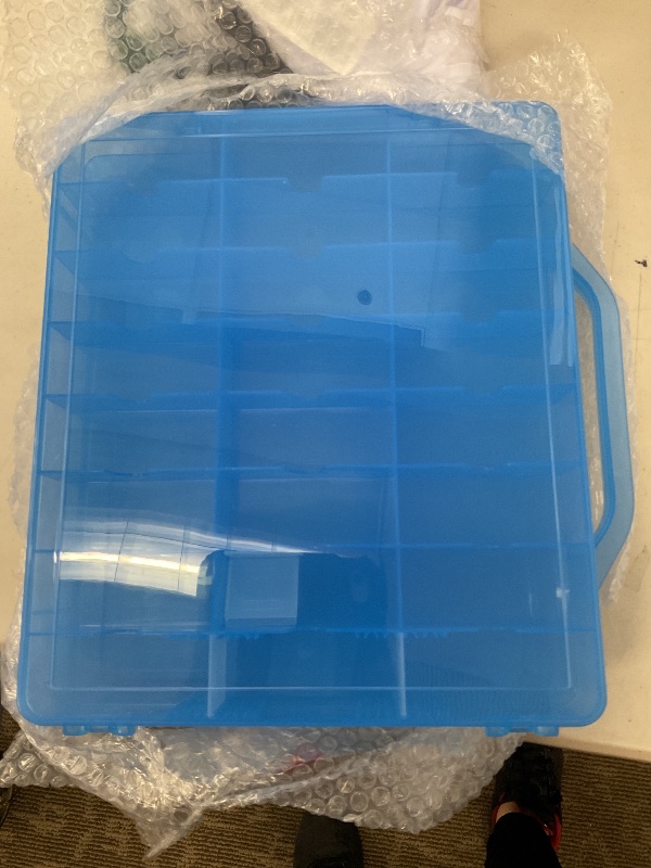 Photo 1 of Bins & Things Hot Wheels Display Case and Toy Car Storage Organizer, Double sided 48 - Multi Compartment Plastic Car Toy Organizer Compatible with Lego, LOL Surprise Matchbox cars storage case - Blue