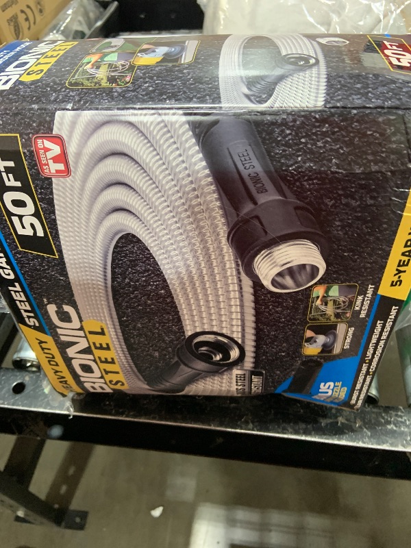Photo 1 of Bionic Steel 50Ft Garden Hose with Nozzle, 304 Stainless Steel Metal 50Ft Water Hose, Flexible Hose, Lightweight & Heavy Duty, Crush Resistant Fittings, Easy to Coil, 500 PSI, 2025 Model