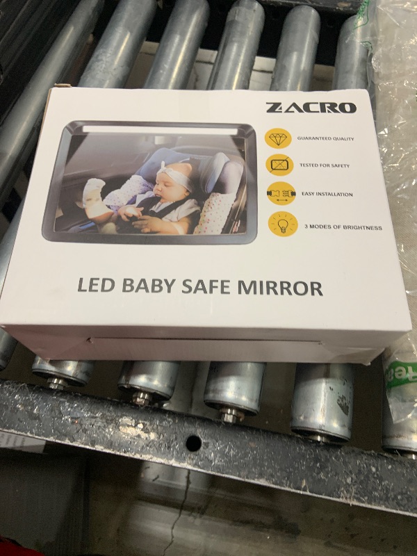Photo 1 of Zacro Baby Car Mirror with Night Light, 3 Brightness Safety Rear Facing Car Seat Mirror with Remote Control, Shatterproof Car Mirror Baby Rear Facing Seat, 360° Rotatable