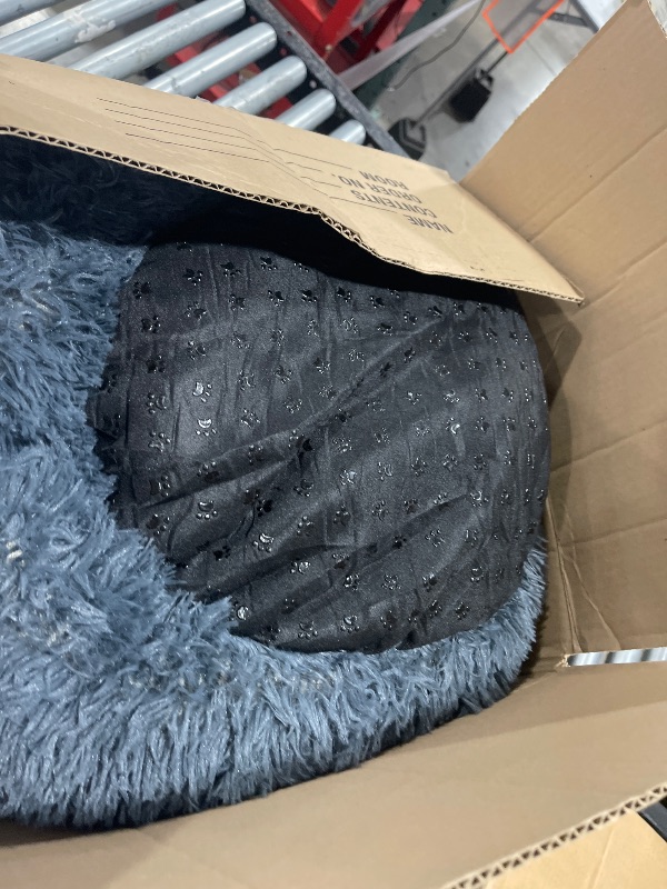 Photo 1 of JOLLYVOGUE Calming Dog & Cat Bed for Small Dogs, Anti-Anxiety Donut Cuddler Cozy Soft Round Bed with Anti-Slip Bottom, Fluffy Faux Fur Plush Cushion Beds for Small Medium Dogs (23")