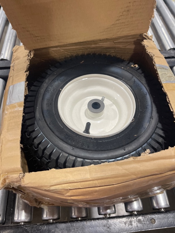 Photo 1 of New Air Filled Lawnmower Tires on Wheel 13x5.00-6", 3" Centered Hub, 3/4" Greased Bushing Turf Tire Tubeless with Rim for Lawn Mowers & Garden Tractors (2 Pack) 135006