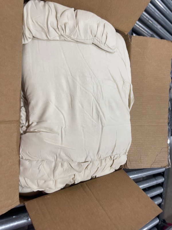 Photo 1 of Queen Comforter Set - Ruched Comforter Queen Size Bed Set Boho Shabby Chic Bedding for Bedroom Comforter Fluffy 3 Piece Ruffle Comforter Set with Pillow White Bedding Soft