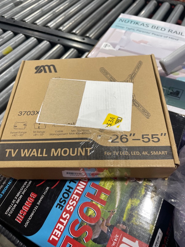 Photo 1 of Full Motion TV Wall Mount for Most 26-55 Inch TVs, Corner Wall Mount TV Bracket with Tilt Swivel and Articulating, Single Stud Center Design Fits Flat/Curved TVs, Max VESA 400x400mm Up to 77 lbs