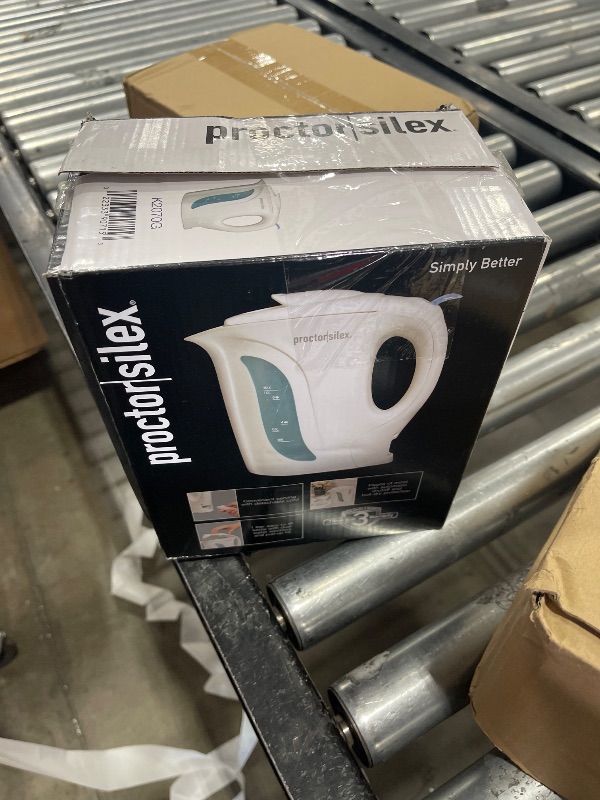 Photo 1 of Proctor Silex Electric Tea Kettle, Water Boiler & Heater Auto-Shutoff & Boil-Dry Protection, 1000 Watts for Fast Boiling, 1 Liter, White