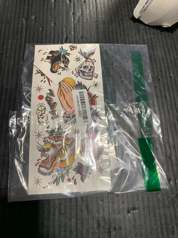 Photo 1 of PUSNMI 120×260mm Classic Temporary Tattoo Sailor Jerry Temporary Tattoos for Women Men Cool Skull Tattoo for Arm Leg Face Lasting Mix Style Body Art Tattoos for Halloween Club