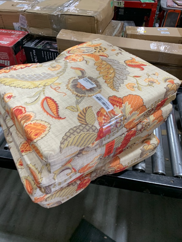 Photo 1 of downluxe Outdoor Chair Cushions Set of 4 for Patio Furniture, Water-Resistant Square Corner Patio Chair Cushions with Ties, High Density Foam Outdoor Seat Cushion, 18.5" X 16" X 3", Eva Floral